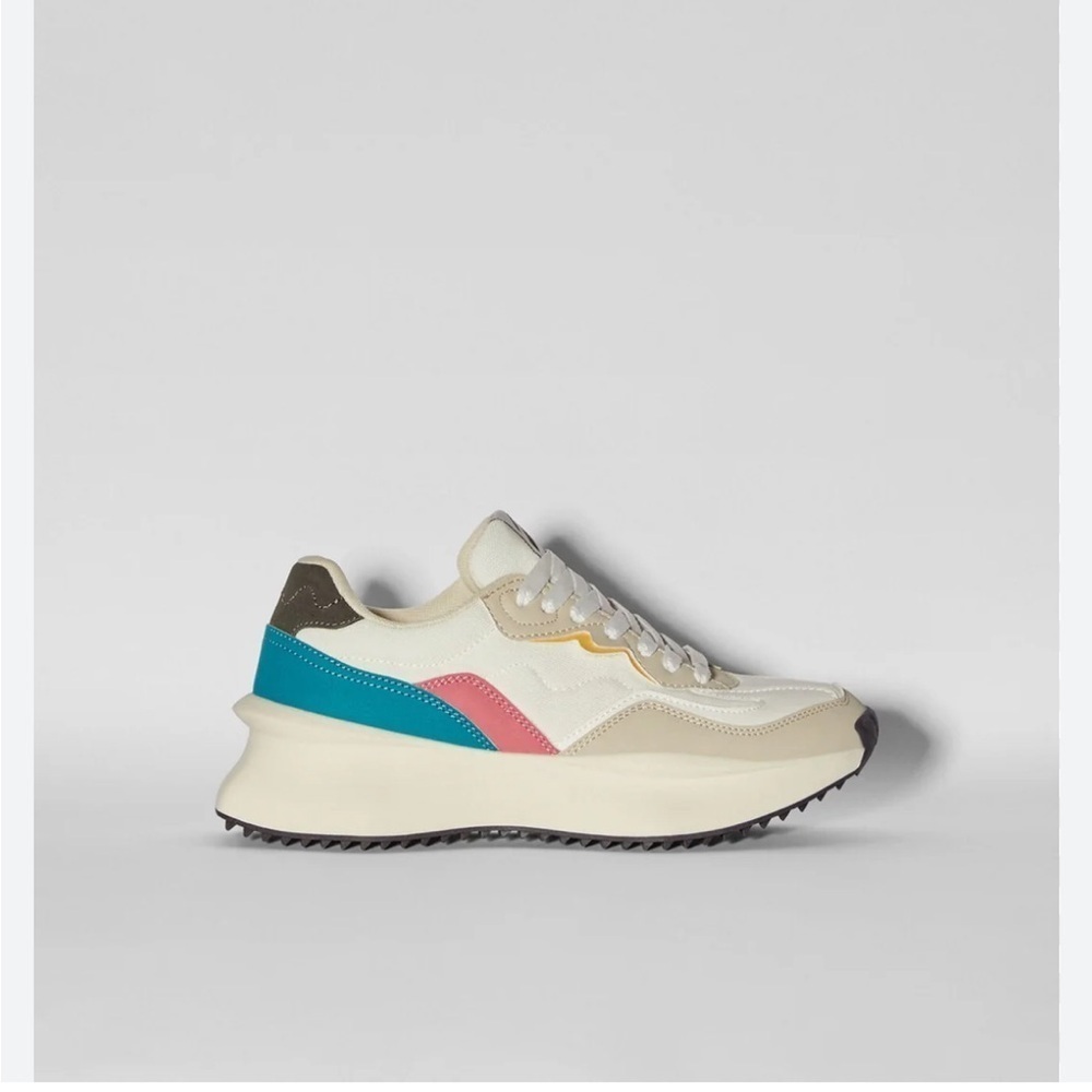 Bershka Stylish Women's Sneakers in White, Blue, and Pink size 37 US 7